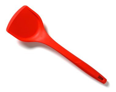 Beyaz arkaplanda üst görünüm silikon spatula