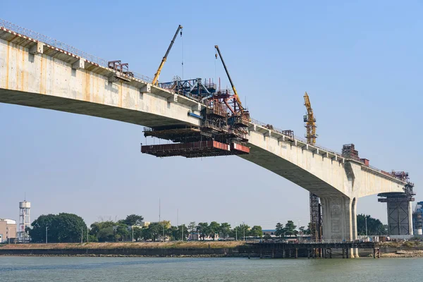 Betonowa Autostrada Budowie Ciągu Dnia — Zdjęcie stockowe