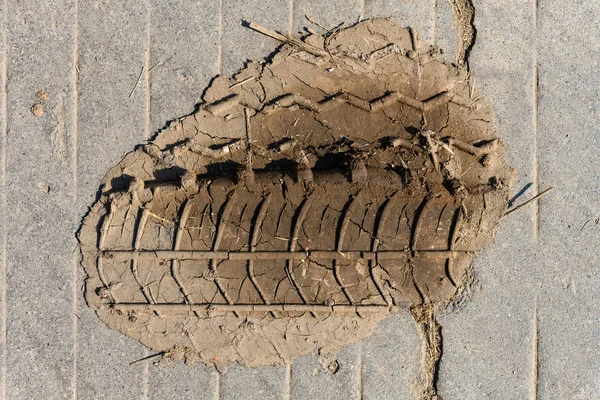 Trozo Tierra Seca Con Marcas Neumáticos Suelo — Foto de Stock