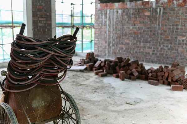 Unfinished Building Protection Scaffolding Netting Surrounded — Stock Photo, Image