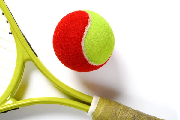 Top View Tennis Ball Racket Horizontal Composition — Stock Photo, Image