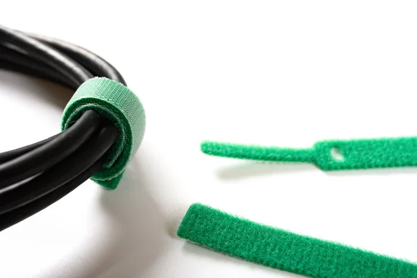 Groene Klittenband Kabel Wit — Stockfoto