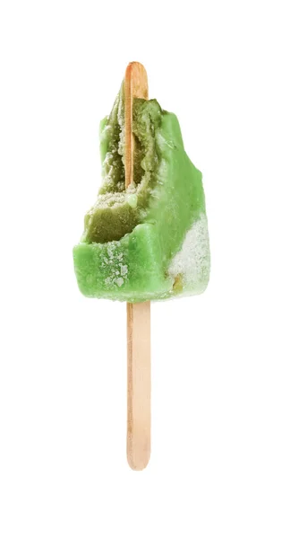 Mayormente Comido Paleta Frijol Verde Sobre Fondo Blanco —  Fotos de Stock