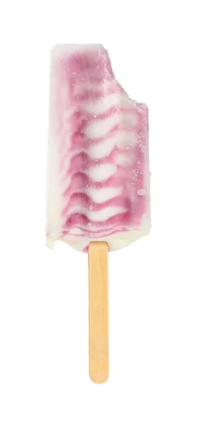 Pink Color Popsicle Big Bite White Background — Stock Photo, Image