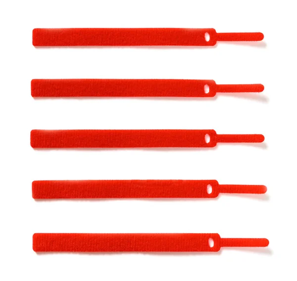 Red Velcro Cable Ties White Background — Stock Photo, Image