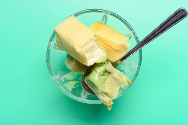 Top View Ice Cream Blocks Wafer — Stock Photo, Image