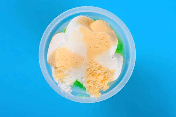 Copa Vista Superior Helado Color Naranja Verde Con Algunas Picaduras — Foto de Stock