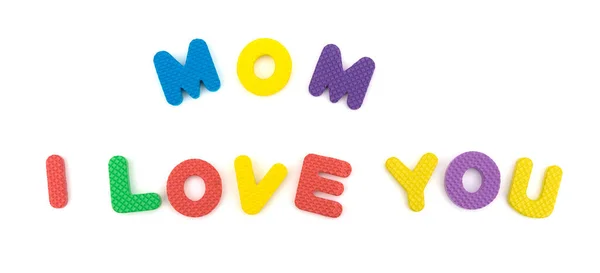 Mom Love You Gevormd Door Alfabet Puzzel Wit — Stockfoto