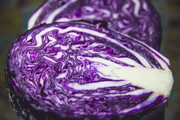 Sliced Blue Cabbage Close — Stock Photo, Image