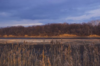 Nehirdeki güzel sonbahar manzarası.