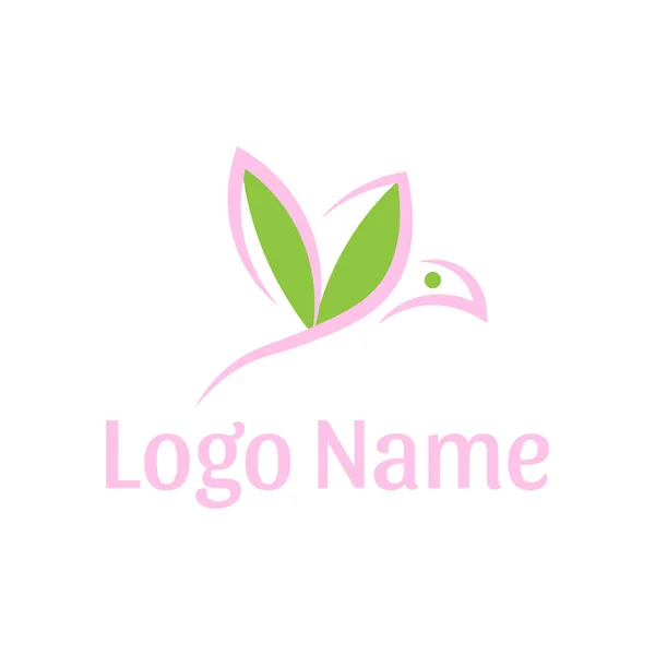 Doğal Logo Kuş Yaprak Logosu Tasarımı Yaprak Logosu Çok Amaçlı — Stok Vektör
