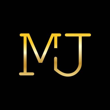 Altın rengi mj harf logo vektör şablonu
