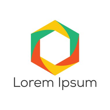 Renkli altıgen logosu Altıgen ikon vektör tasarımı.