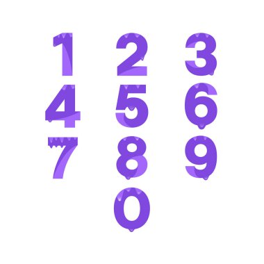 0 'dan 9' a tüm sayısal çizimler. sayısal sayılar su damlası illüstrasyonu.