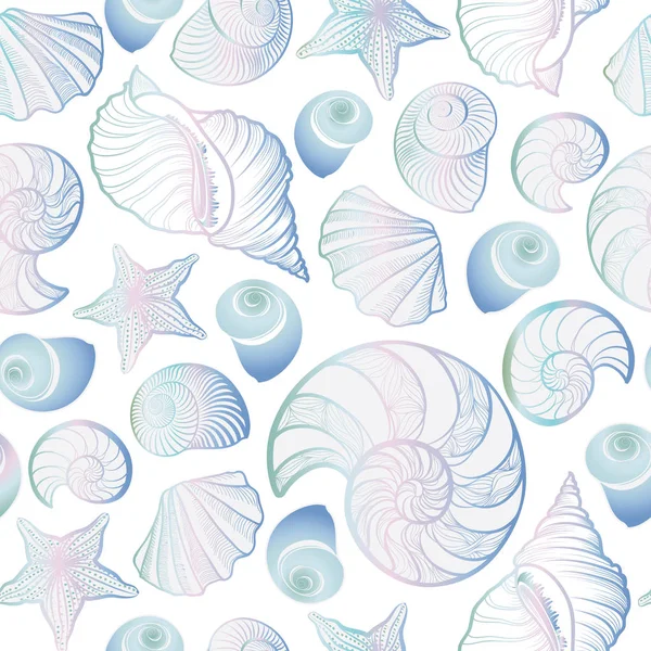 Seashells seamless pattern — Stock Vector