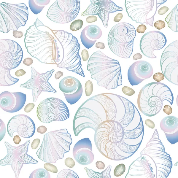 Seashells seamless pattern — Stock Vector