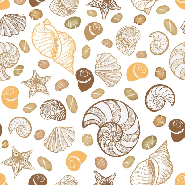 Seashells seamless pattern — Stock Vector