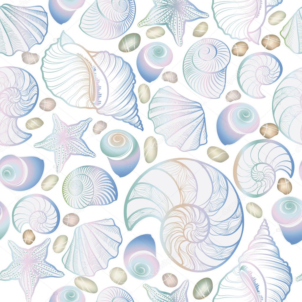 Seashells seamless pattern