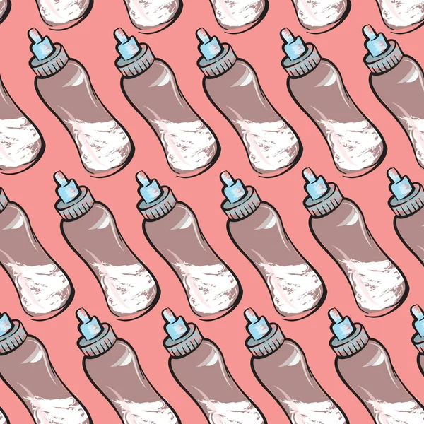 Bouteille avec motif sans couture de lait — Image vectorielle