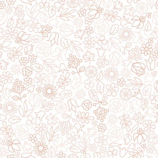 Hojas y flores de color beige — Vector de stock