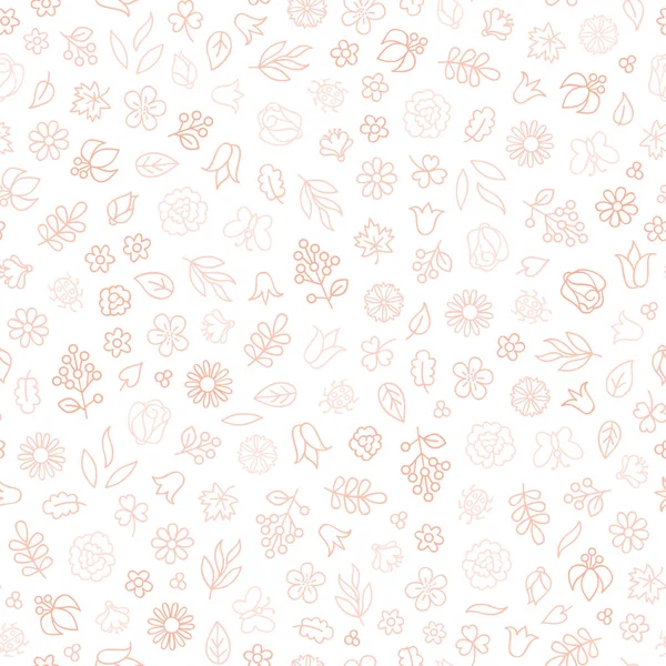 Hojas y flores de color beige — Vector de stock