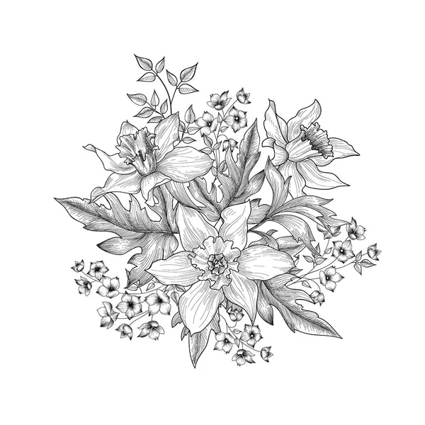 Bouquet floral design de la carte — Image vectorielle