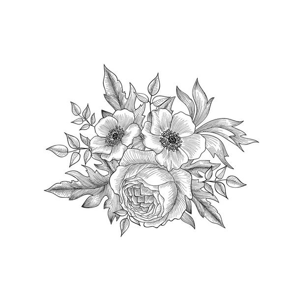 Design de cartão bouquet floral — Vetor de Stock