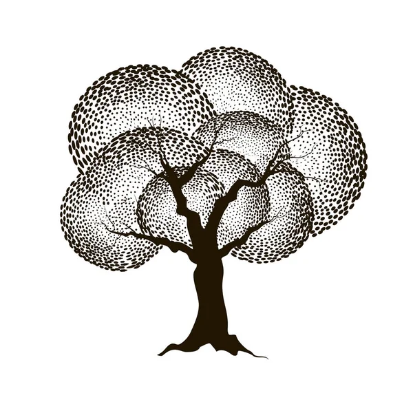 Arbre avec illustration de feuilles — Image vectorielle