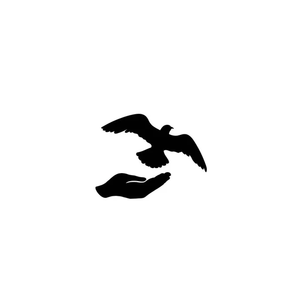 Paloma pájaro en mano — Vector de stock