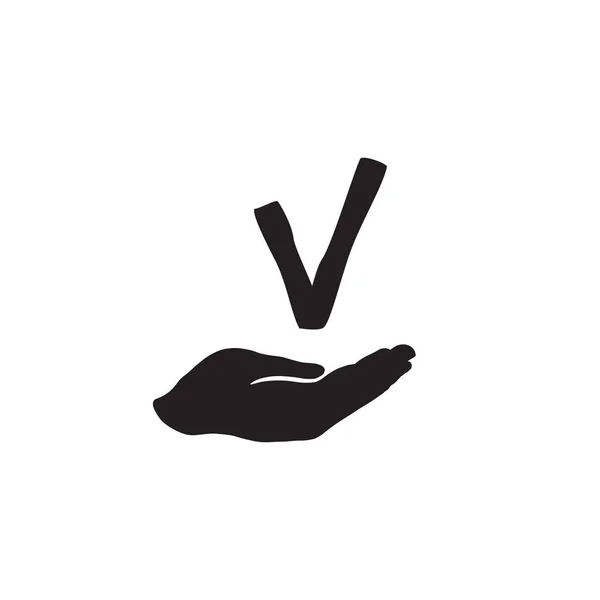 Знак галочки в ручном силуэте — стоковый вектор