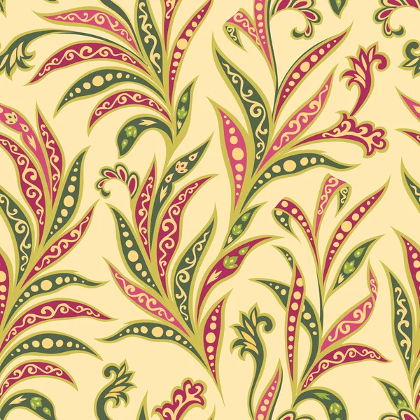 Magnifique Motif Floral Ornement Arabe Avec Des Fleurs Des Feuilles — Image vectorielle