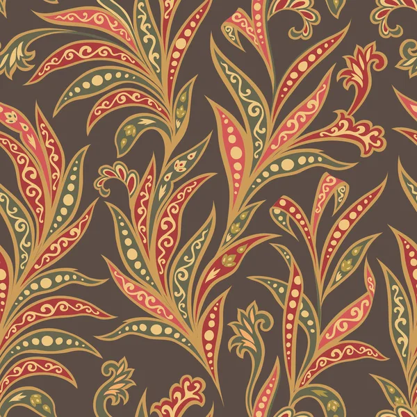 Magnifique Motif Floral Ornement Arabe Avec Des Fleurs Des Feuilles — Image vectorielle