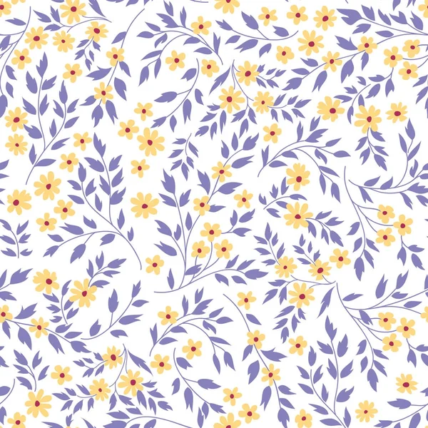 Motif Floral Sans Couture Avec Belles Petites Fleurs Feuilles — Image vectorielle