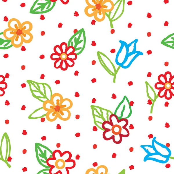 Motif Floral Sans Couture Avec Des Fleurs Des Feuilles Colorées — Image vectorielle