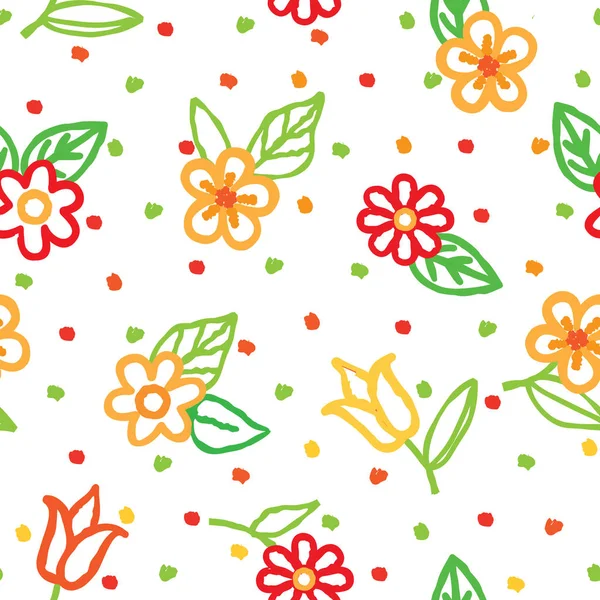 Motif floral avec fleurs et feuilles — Image vectorielle