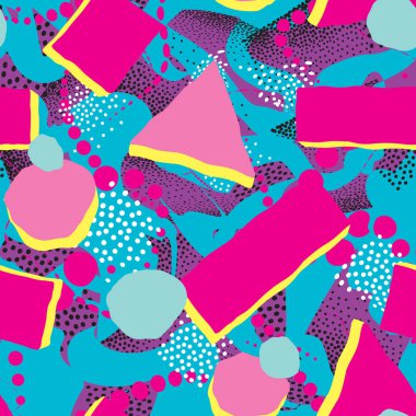 Soyut geometrik seamless modeli. Noktalı resim. Benekli döşeme arka planı. 1980'lerin tarzı şık sanatsal duvar kağıdı