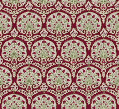 Çiçek desenli güzelleşmek oryantal etnik köken döşenir. Arapça süsleme fantastik çiçek ve yaprakları ile. Antik Hint kumaş desenleri resimleri harikalar motifleri.