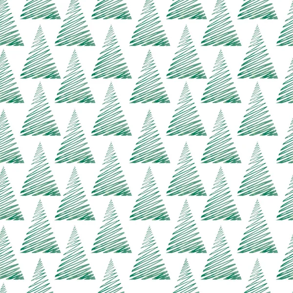 Christmas Greeting Seamless Pattern Winter Holiday Background Christmas Tree — 스톡 벡터