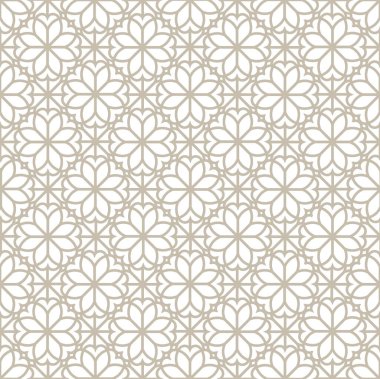 Geometrik şekilli Arap çiçekleri. Antik Hint kumaşı desenlerinin soyut motifleri. Soyut dikişsiz desen.