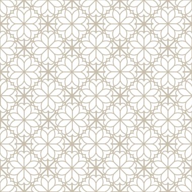 Geometrik şekilli Arap çiçekleri. Antik Hint kumaşı desenlerinin soyut motifleri. Soyut dikişsiz desen.