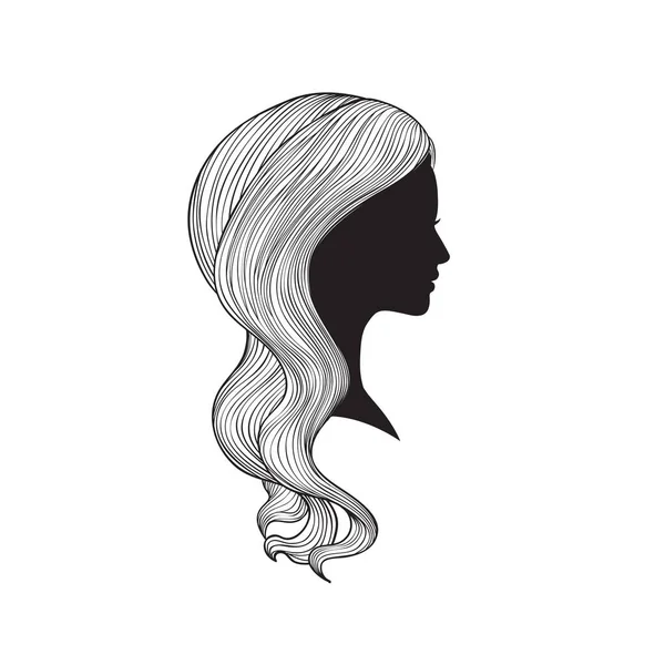 Hairstyle Beauty Salon Banner Woman Beautiful Hair Girl Profile Silhouette — Stock Photo, Image