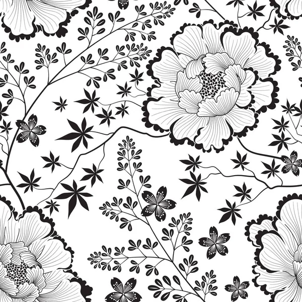 Patrón Sin Costura Floral Fondo Flores Fondo Pantalla Azulejos Ornamentales — Foto de Stock