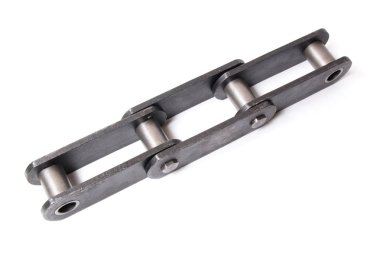 Beyaz arka plan üzerinde izole blok konveyör zincir çekerek