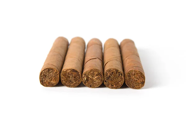 Большие кубинские сигары на белом фоне — стоковое фото