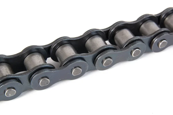 Industrial driving roller chain isolated on white background — Stock Photo, Image