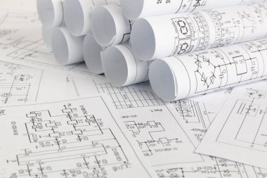 Elektronik ve Mühendislik. Elektrik devrelerinin basılı çizimleri.