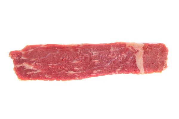 Trozo Carne Res Cruda Sobre Fondo Blanco — Foto de Stock