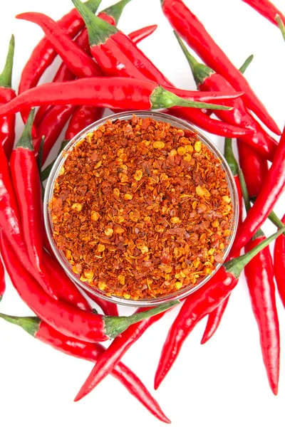 Száraz Őrölt Paprika Piros Chili Paprika Felső Nézet — Stock Fotó