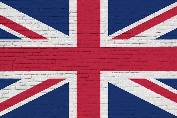 Bandera Del Reino Unido Pintada Sobre Pared Ladrillo Fotos de stock
