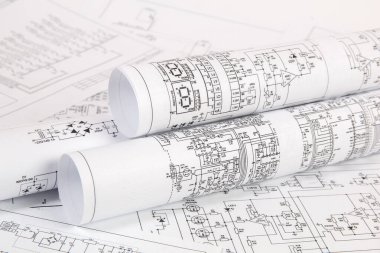 Elektronik ve Mühendislik. Elektrik devrelerinin basılı çizimleri. Bilim, teknoloji ve elektronik..